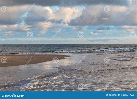 Waves of Skagerrak and Kattegat Meeting at Grenen, Skagen, the North Point of Denmark. Stock ...