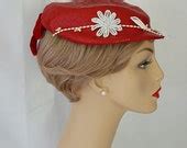 Items similar to Vintage 1950s Hat Bright Red Straw Beret with White Beading Samuel Spigel Sz 22 ...