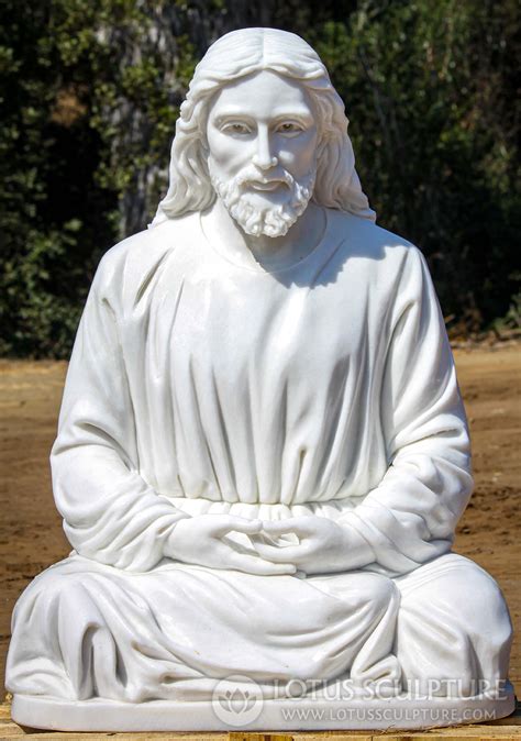 White Marble Jesus Statue Meditating in Quiet Contemplation Perfect for the Garden 40" (#152wm2 ...