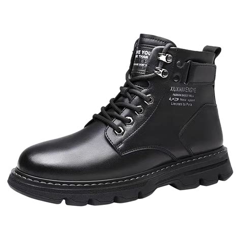 BOBOGOJP Mens Steel Toe Work Boots Waterproof Boots (Black,8) - Walmart.com