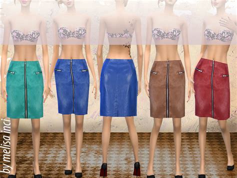 Leather Zip Pencil Skirt by melisa inci at TSR » Sims 4 Updates