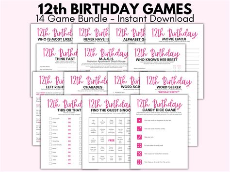 12th Birthday Party Games, 12 Year Old Party Games, Twelfth Birthday, Girls 12th Birthday, Pink ...