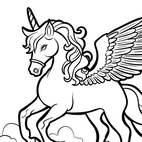 Pegasus Unicorn coloring page - Busy Shark