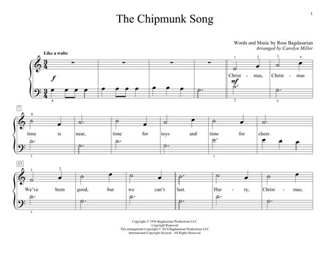 The Chipmunk Song | Sheet Music Direct