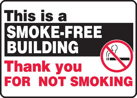 Smoke-Free Building Thank You Smoking Control Sign MSMK910