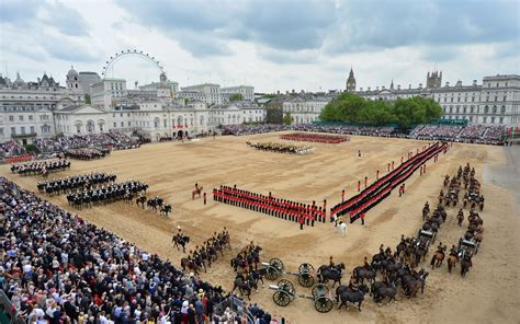 An aerial view of Horse Guards Parade where an audience of thousands ...