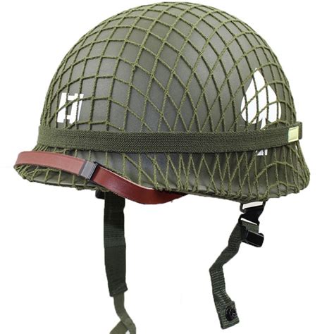 US Army M1 Green Helmet Replica Adjustable with Net/Canvas Chin Strap ...