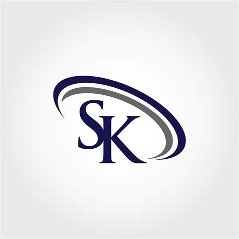 the sk logo is shown in blue and gray colors, with an oval shaped shape