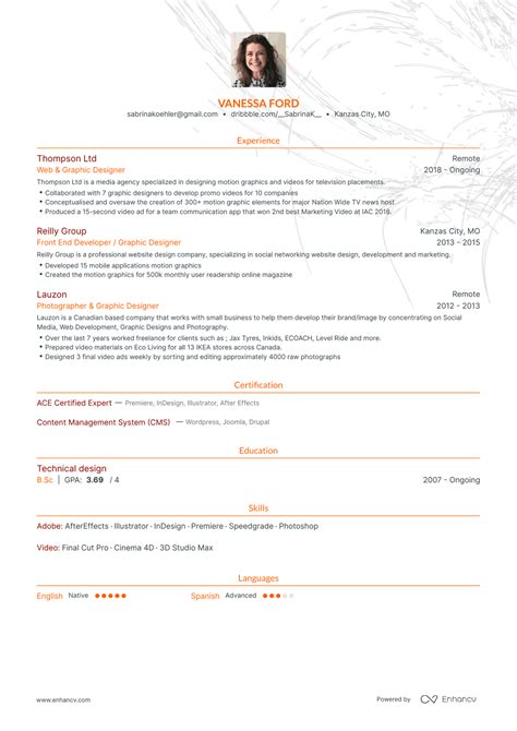 5 Motion Graphics Resume Examples & Guide for 2023