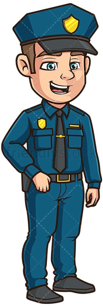 Friendly Police Officer Side View Cartoon Vector Clipart - FriendlyStock