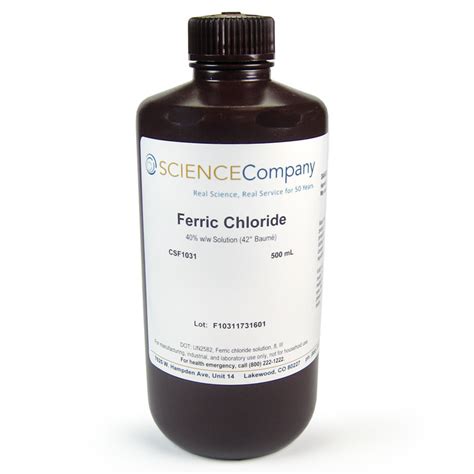 Ferric Chloride, 40% Etchant Solution, 500mL for sale. Buy from The ...