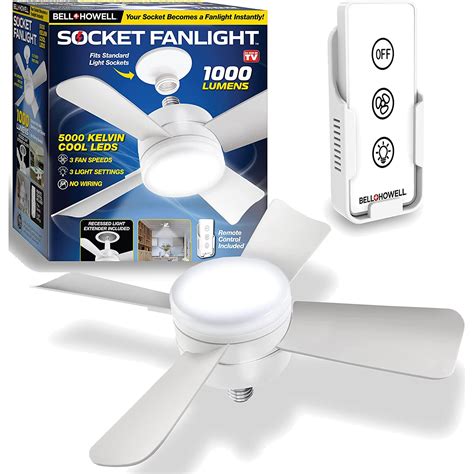 Bell+Howell - Socket fan & LED light with remote control | Rossy