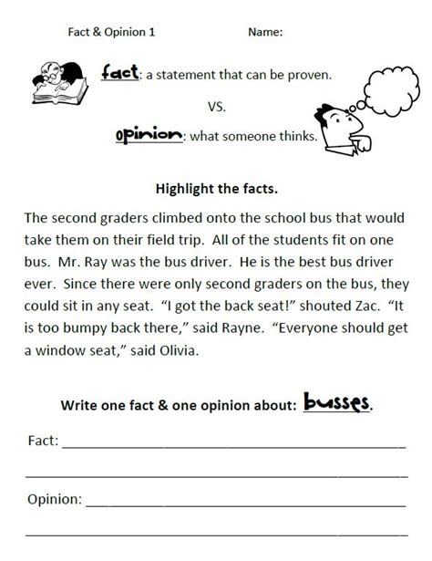 Fact and opinion worksheets 2nd grade