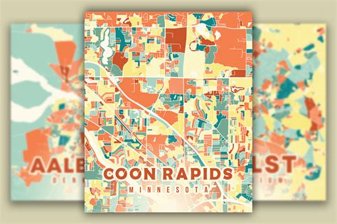 Coon Rapids Minnesota Colorful Map Graphic by Poster Boutique ...