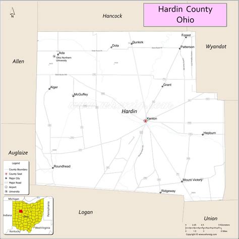 Map of Hardin County, Ohio - Thong Thai Real