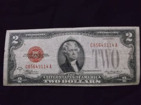 1928 Red Seal 2 Dollar Bill