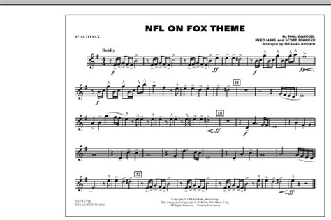 NFL On Fox - Eb Alto Sax by Michael Brown Sheet Music for Marching Band at Sheet Music Direct