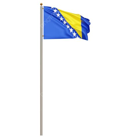 Bosnia And Herzegovina Flag With Pole, Bosnia And Herzegovina Flag Waving, Bosnia And ...