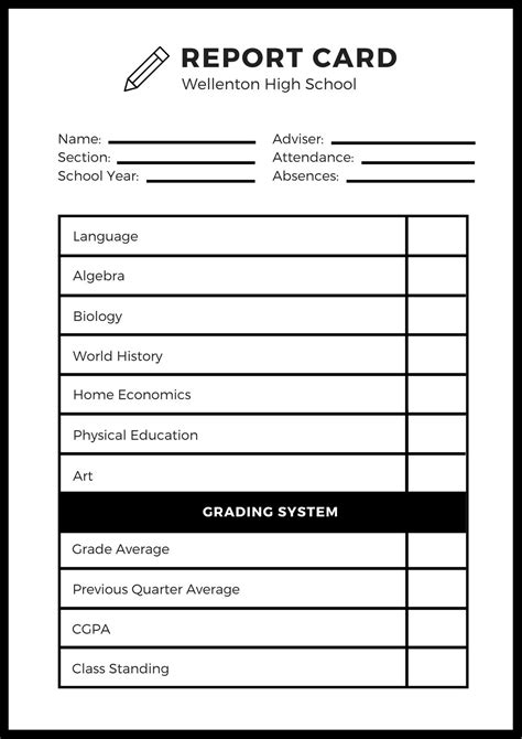 Free custom printable high school report card templates Canva Regarding High School Progress ...