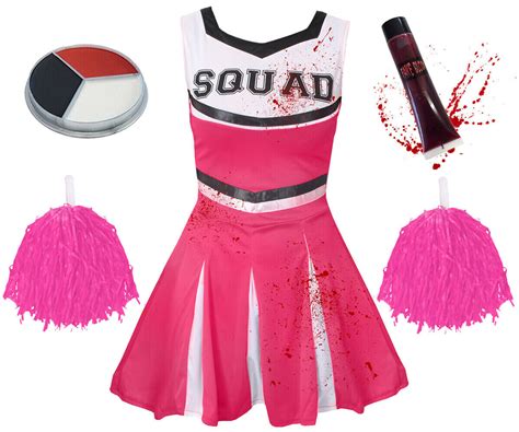 GIRLS ZOMBIE CHEERLEADER CHILDS SCHOOL FANCY DRESS COSTUME HALLOWEEN ...