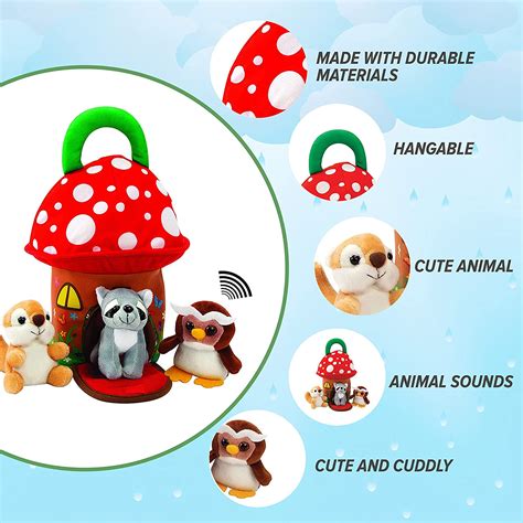 Kovot Mushroom Carrier Home with Soft Plush Forest Animals – Owl ...