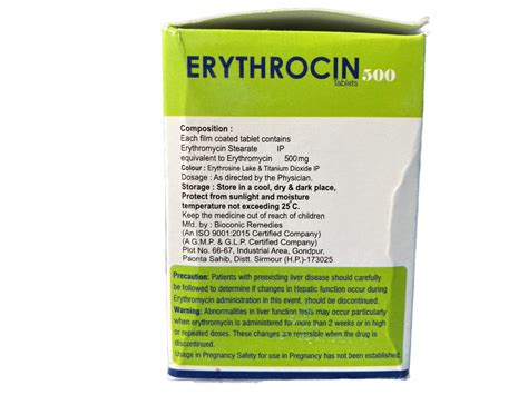 Erythrocin 500mg Tablet, 40 mg at Rs 97/strip in Mumbai | ID: 2849754338091