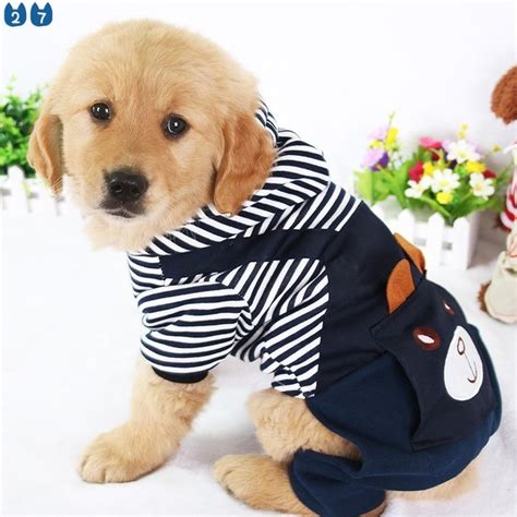 27Pets Fashion Striped Pet Dog Clothes for Dogs Coat Hoodie Sweatshirt ...