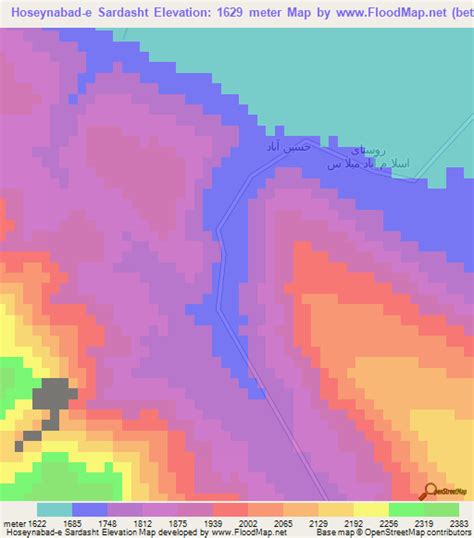 Elevation of Hoseynabad-e Sardasht,Iran Elevation Map, Topography, Contour