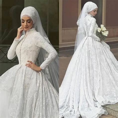 Saudi Arabia Wedding Dress Long Sleeves Brial Gowns Appliques Muslim ...