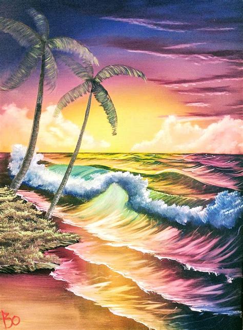 Tropical Paradise Sunset Painting by Paul Boyenga - Fine Art America