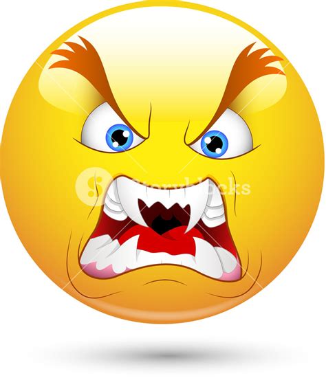 Smiley Vector Illustration - Angry With Big Teeth Royalty-Free Stock Image - Storyblocks