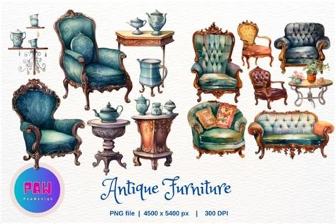 Antique Furniture Clipart Graphic by Paw Design · Creative Fabrica