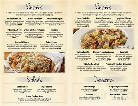 Papa Vino's Italian Kitchen menu in St Joseph, Michigan, USA