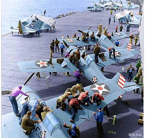 USN Grumman F4F Wildcats of VF-6 Fighter Squadron onboard the USS ...