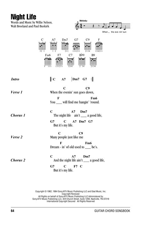 Night Life by Willie Nelson - Guitar Chords/Lyrics - Guitar Instructor