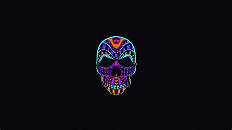 skull, dark, oled, hd, 4k, black, minimalism, minimalist HD Wallpaper