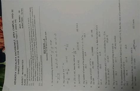 KENDRIYA VIDYALAYA GACHIBOWLI, GPRA CAMPUS, HYD-32 SAMPLE PAPER O2 FOR PE..