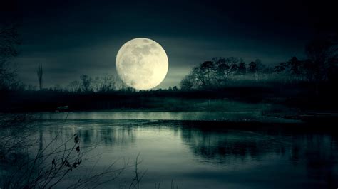 2048x1152 Resolution Full Moon Night Near Lake 2048x1152 Resolution Wallpaper - Wallpapers Den