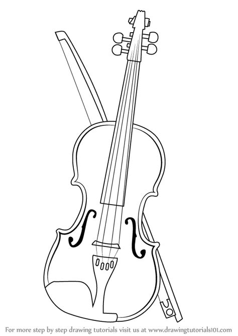 Learn How to Draw a Violin (Musical Instruments) Step by Step : Drawing ...