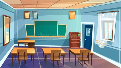 Cartoon Empty School, College Classroom Stock Illustration - Illustration of high, furniture ...