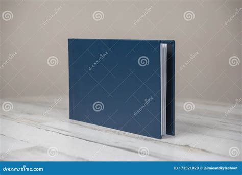 Navy Blue Leather Album Book - Blank Cover on Isolated White Wooden Background Stock Photo ...