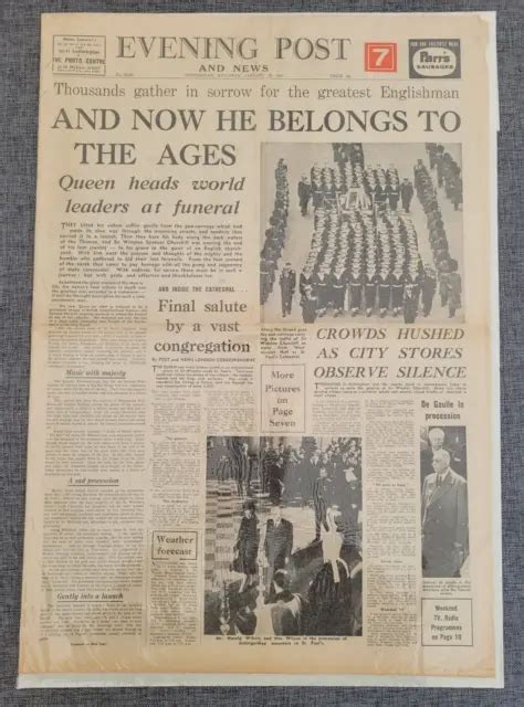 DAILY EXPRESS WINSTON Churchill Funeral 1965 Original Newspaper £22.49 - PicClick UK