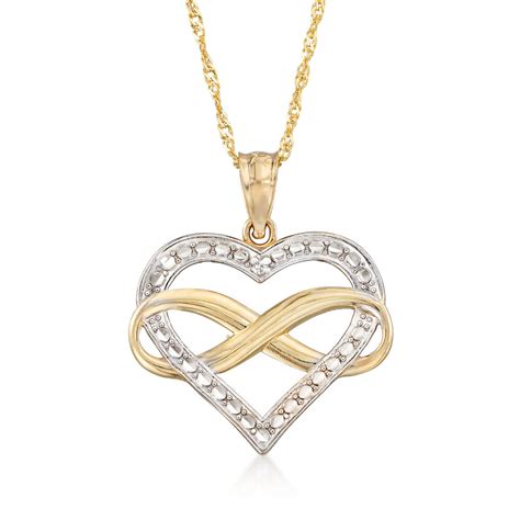 14kt Two-Tone Gold Diamond-Cut Infinity Heart Pendant Necklace | Ross-Simons