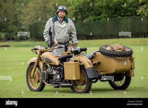 German soldier with BMW motorbike and sidecar from WW2 Stock Photo - Alamy