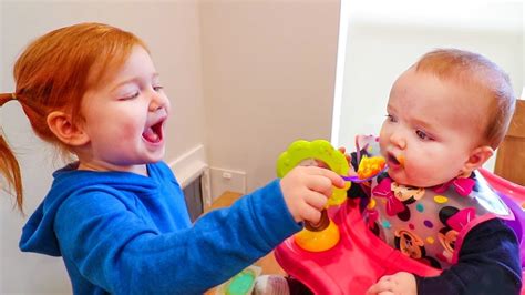 Adley helps Baby Brother with Morning Routine!! (and after afternoon nap time) - YouTube