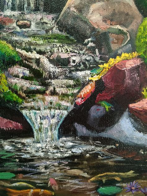 Waterfall art MADE TO ORDER Japanese garden Landscape oil | Etsy