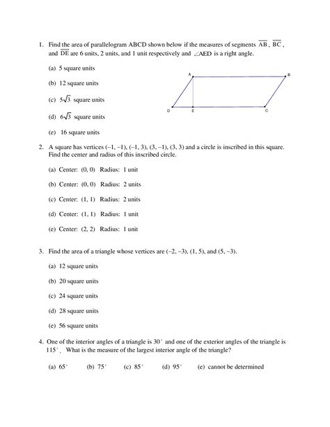 1. Find the area of parallelogram ABCD shown below if the ... | Slides ...