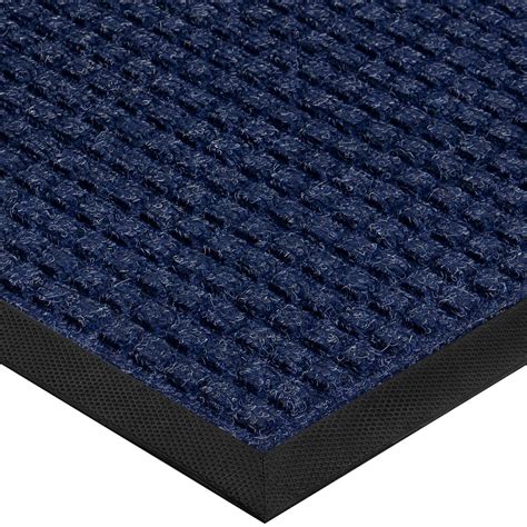 Lavex Janitorial Water Absorbent 3' x 5' Blue Waffle Indoor Entrance Mat - 3/8" Thick