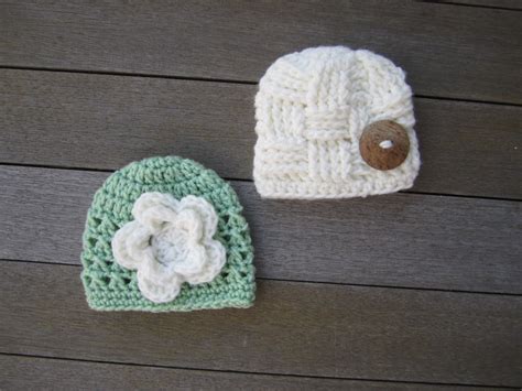 Crochet Twins Girls Hatsbaby Beanie Hat Newborn Flower | Etsy | Summer ...