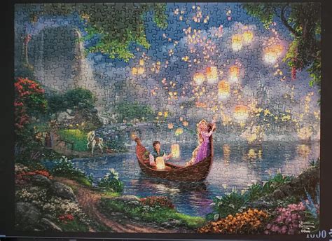 First post here, hi! 1000 piece Disney/Thomas Kinkade Tangled puzzle. :) : r/Jigsawpuzzles